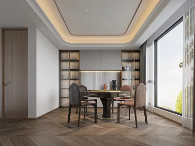 Modern Hotel Mahjong Room Interior With Chess Table Chairs And Large Window 3d model