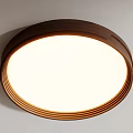 Round Contemporary Ceiling Light With White Lampshade And Brown Frame Design