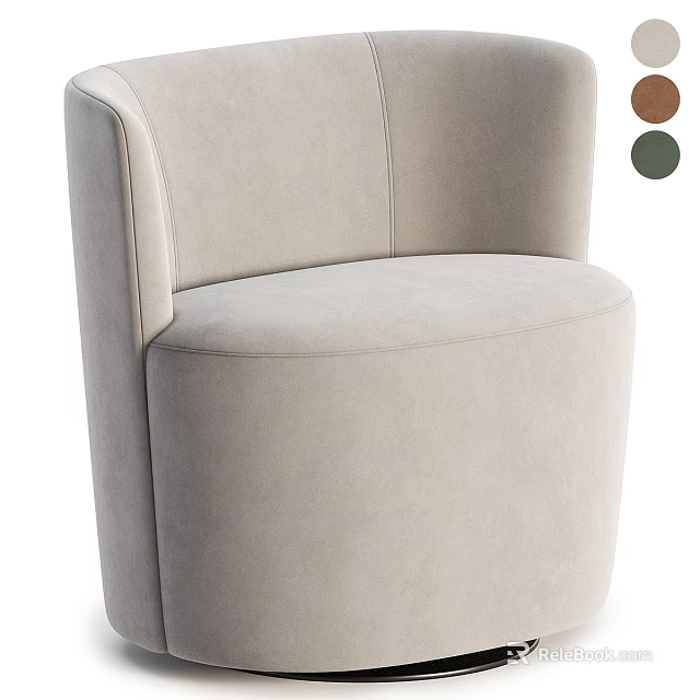 Modern Beige Single Sofa Fabric Upholstery With Round Design And Brown Green Options 3d model 