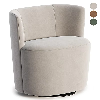 Modern Beige Single Sofa Fabric Upholstery With Round Design And Brown Green Options 3d model