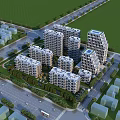 Aerial Planning of Modern Residential Area With High Rise Buildings Green Spaces And Roads
