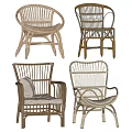 Stylish Rattan Leisure Chairs Showcasing Different Designs Armrests And Plush Cushions