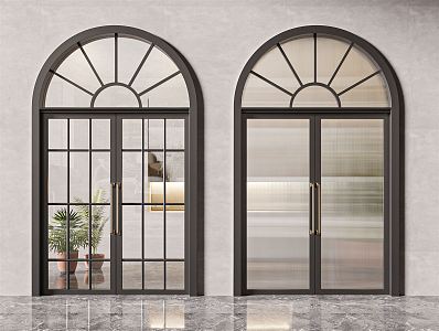 Modern double door glass door 3d model