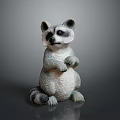 Standing Raccoon Statue With Front Paws Together On Gray Smooth Surface