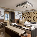 Hospital Outpatient Clinic Waiting Area With Traditional Chinese Style Elegant Interior And Reception Desk