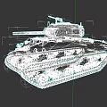 Military Tank With Heavy Tracks Long Cannon And Camouflage Paint Design