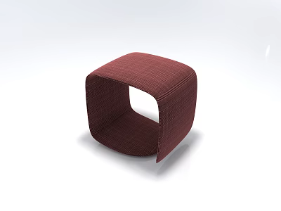 Modern Red Square Woven Stool With Hollow Design And Minimalist Style 3d model