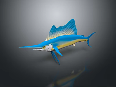 Realistic Blue And Yellow Sailfish 3D Model Rendering In Aquatic Environment 3d model