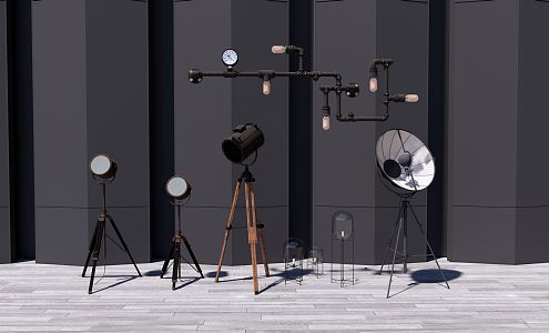 Industrial LOFT lighting combination floor lamp 3d model