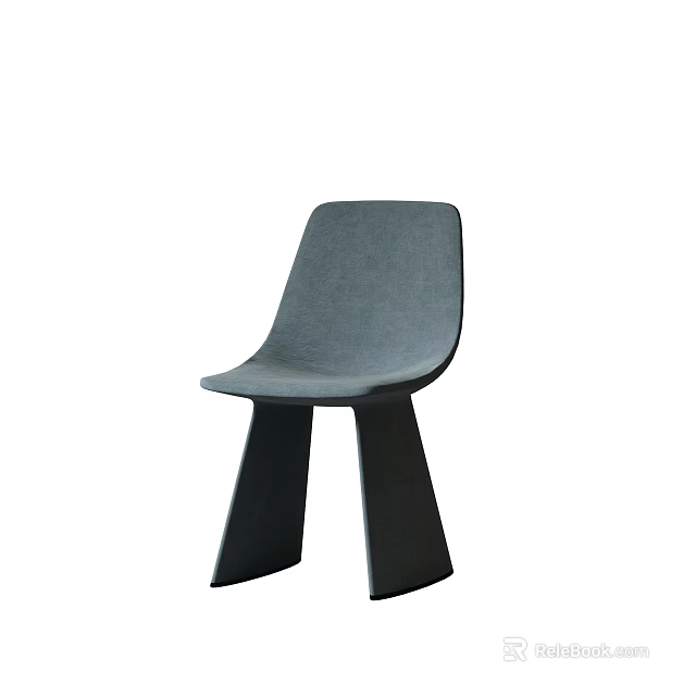 Modern Grey Fabric Dining Chair With Streamlined Backrest And Geometric Support Legs 3d model