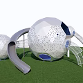 Spherical Design Outdoor Playground Equipment With Slides And Green Grass Area