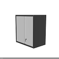 Modern Bookcase With White Doors And Black Frame Featuring Lock Design 3d model