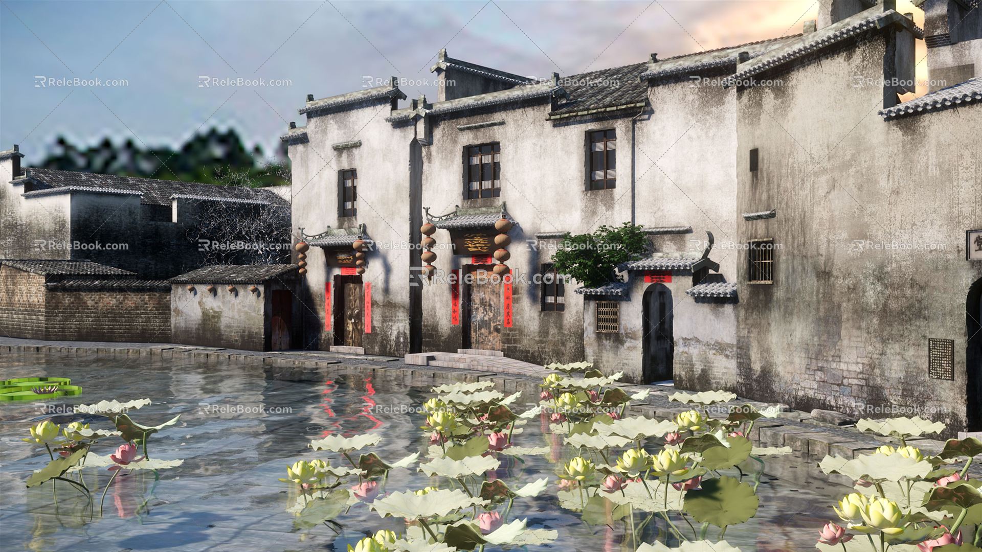 Chinese Pond Hongcun Lotus Pond model