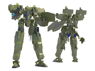 Smart Machine Green Mecha Robot Model Dual Perspective Mechanical Structure Weapon Design 3d model