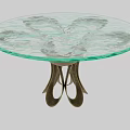 Round Glass Top Dining Table With Artistic Curved Metal Base Design