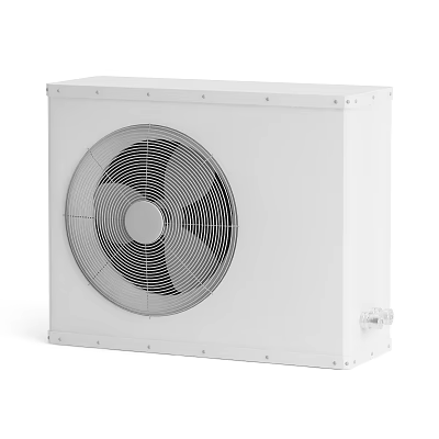 White Square Air Conditioner Fan With Front Grille And Compact Design For Home Use 3d model