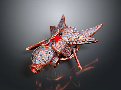 Game Movie Character Armor Component With Red Glowing Center And Textured Surface Design 3d model