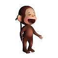 Cute Cartoon Monkey With Big Ears Open Mouth And Happy Expression 3d model