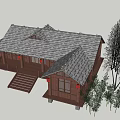 Traditional Wooden House Exterior With Red Lanterns And Ocean View Veranda Steps