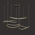 Elegant Modern Curved LED Pendant Light With Streamlined Golden Structure For Interior Design 3d model
