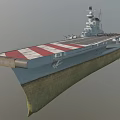 Aircraft Carrier Flight Deck With Island Superstructure And Naval Equipment Exterior View