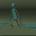 Teal Humanoid Shaped Public Chair With Modern Design And Double Seats