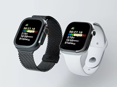 Digital Smartwatch Health Tracking Device With Black White Straps Steps Calories Monitor 3d model