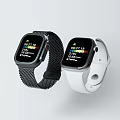 Digital Smartwatch Health Tracking Device With Black White Straps Steps Calories Monitor