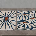 Square Rug with Blue and Beige Floral Pattern Fringed Edges Modern Home Decor Design
