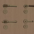 Vintage Brass Door Handles With Keyholes On Wooden Panel Surface