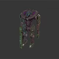 Futuristic Mechanical Game and Movie Character with Purple Accents and Green Glowing Parts