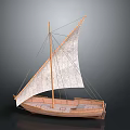 Traditional Wooden Sailboat Watercraft With White Canvas Sail And Classic Hull Design