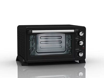 Black Countertop Toaster Oven With Transparent Glass Door Control Knobs And Interior Rack 3d model