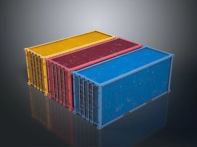 Colorful Stackable Storage Containers for Home Living with Yellow Red and Blue Hues 3d model