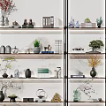 Modern Bookshelf Interior With Decorative Books Plants Vases And Ornaments