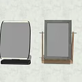 Two Table Mirrors With Black And Wooden Stand Designs For Home