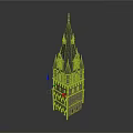 Detailed Medieval Style Stone Tower With Spire And Layered Architectural Windows 3d model