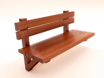Wooden Leisure Bench With Simple Design Backrest And Armrests For Outdoor Use 3d model