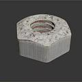 Hexagonal Metal Nut With Rusty Surface And Threaded Hole On Reflective Background 3d model