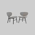 Modern Gray Upholstered Dining Chairs With Simple Backrest And Black Legs 3d model