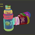 Three Blue Zone Mineral Water Bottles Standing And Lying On Surface