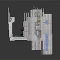 Modern Open Concept Interior Framework With Staircase And Platform Structures