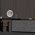 Modern Dressing Table With Marble Drawers Mirror Chair And Decorative Items 3d model