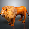 Realistic Lion with Fluffy Orange Mane Standing on Dark Surface 3d model