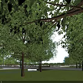 Modern Commercial Landscape Design With Urban Roadways Landscaped Areas Waterway And Lighting