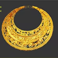 Exquisite Gold Crescent Shaped Jewelry With Intricate Carvings And Ornate Patterns