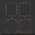 Ornamental Carved Frames With Floral Patterns Crown Motifs And Curved Details On Blue Background
