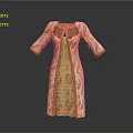 Beige Paisley Pattern Robe With Orange Trim And Lace Neckline Design