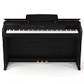 Classic Black Upright Piano With Wooden Design And Golden Pedals For Music Practice