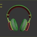 Modern Headphones With Gray Ear Cushions Pink Black Headband And Orange Accents